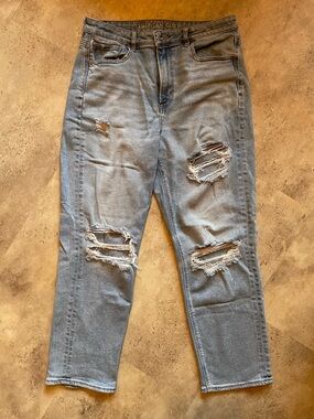 American Eagle Outfitters Distressed Mom Straight Jeans